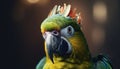 Close-Up of Beautiful Parrot in crown - Detailed Portrait of Colorful king Bird of exotic parrot's plumage. Royalty Free Stock Photo
