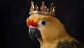 Close-Up of Beautiful Parrot in crown - Detailed Portrait of Colorful king Bird of exotic parrot's plumage. Royalty Free Stock Photo