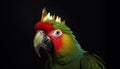 Close-Up of Beautiful Parrot in crown - Detailed Portrait of Colorful king Bird of exotic parrot's plumage. Royalty Free Stock Photo