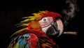 Close-Up of Beautiful Parrot - Detailed Portrait of Colorful Bird of exotic parrot's plumage. Royalty Free Stock Photo