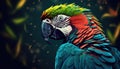 Close-Up of Beautiful Parrot - Detailed Portrait of Colorful Bird of exotic parrot's plumage. Royalty Free Stock Photo