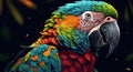 Close-Up of Beautiful Parrot - Detailed Portrait of Colorful Bird of exotic parrot's plumage. Royalty Free Stock Photo