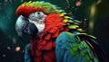 Close-Up of Beautiful Parrot - Detailed Portrait of Colorful Bird of exotic parrot's plumage. Royalty Free Stock Photo