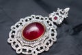 Silver handmade pendant with giant ruby Royalty Free Stock Photo