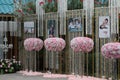 Close-up of beautiful pink flowers to decorate at an event or a wedding. Photo idea for a wedding decoration background.