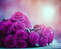 close up beautiful pink roses bouguet with glowing light background