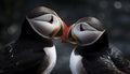 Close up of a beautiful puffin, a colorful bird in nature generated by AI