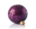 Close-up of beautiful purple glittering christmas ball
