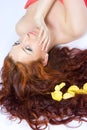 Close-up beautiful red-haired lady Royalty Free Stock Photo