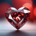 close up of a beautiful red heart shaped diamond placed on a shiny black background. Royalty Free Stock Photo