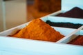 Close-up of beautiful rows of fresh spices