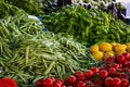 Close-up of beautiful rows of fresh vegetables