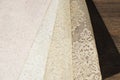 Close up of Beautiful Sheer Curtains Fabric Samples. Texture, Background, Pattern. Wedding Concept. Interior Design. Vintage Lace Royalty Free Stock Photo