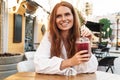 Close up of beautiful smiling red haired woman Royalty Free Stock Photo