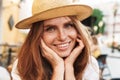 Close up of beautiful smiling red haired woman Royalty Free Stock Photo