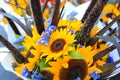 Close up of beautiful Summer bouquets at the farmers market Royalty Free Stock Photo