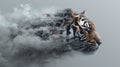 Close Up Beautiful Tiger with Floating Smoke Effect Royalty Free Stock Photo