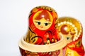 beautiful traditional Russian wooden toy doll - matryoshka, disassembled