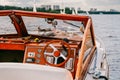 Beautiful wooden yacht close-up details. Royalty Free Stock Photo