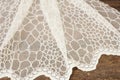 Close up of Beautiful White Tulle. Sheer Curtains Fabric Sample. Texture, Background, Pattern. Wedding Concept. Interior Design. V Royalty Free Stock Photo