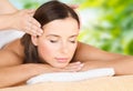 Close up of beautiful woman having head massage Royalty Free Stock Photo