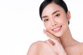 Close up Beautiful Young asian Woman with Clean Fresh Skin on white background, Face care, Facial treatment, Cosmetology, beauty Royalty Free Stock Photo