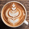 Close up of beautifully crafted latte art in a ceramic cup