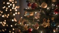 A close-up of a beautifully decorated Christmas tree with two generative AI