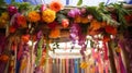 Close-up of a beautifully decorated sukkah