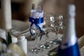 Close up beautifully decorated wedding glass Royalty Free Stock Photo