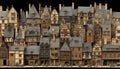 Close up of beautifully preserved old medieval architecture windows and picturesque homes Royalty Free Stock Photo