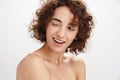 Close up beauty portrait of an attractive young topless woman Royalty Free Stock Photo