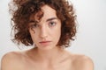 Close up beauty portrait of an attractive young topless woman Royalty Free Stock Photo