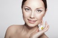 Close-up Beauty Woman Face. Perfect Skin.Body care. Royalty Free Stock Photo