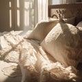 Close up of bed with lacework Royalty Free Stock Photo