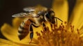 A close up of a bee collecting pollen from a flower created with Generative AI Royalty Free Stock Photo