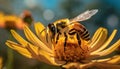 Close up of a bee on a sunflower