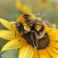 Close-up of a bee on a sunflower representing nature