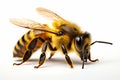 Close up of bee on white background. Generative AI Royalty Free Stock Photo
