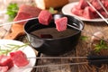 Beef fondue party Royalty Free Stock Photo