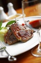 Close up beef ribs steak and sauce Royalty Free Stock Photo