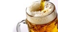 Close-Up Of Beer Being Poured Into A Glass Mug, Creating A Frothy Head And Bubbles Royalty Free Stock Photo