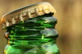 Close-up of a beer bottle cap. Open bottle of beer. Royalty Free Stock Photo