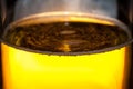 Close up of beer bubble and golden beer Royalty Free Stock Photo