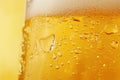 Close-up of beer with bubbles on yellow background. Artificial Intelligence Royalty Free Stock Photo