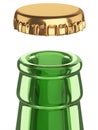 Close-up of a beer green bottle neck with an open cap for concept design Royalty Free Stock Photo