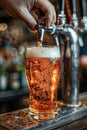 Close-Up of Beer Pouring into Glass at Bar Royalty Free Stock Photo