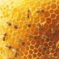 Close up of bees working on honeycombs, diligent and focused Royalty Free Stock Photo