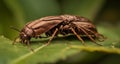 Close-up of a beetle on a leaf, showcasing its intricate details