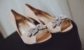 Beige Wedding Shoes with Rhinestones